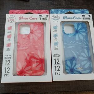 Pink and Blue Retro Floral Print Phone Cases for iPhone 12 & iPhone 12 Pro